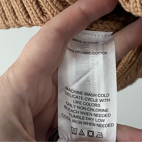 Quince 100% Organic Cotton Oversized Cable Cardigan Sweater Fisherman Camel XL - Picture 8 of 11